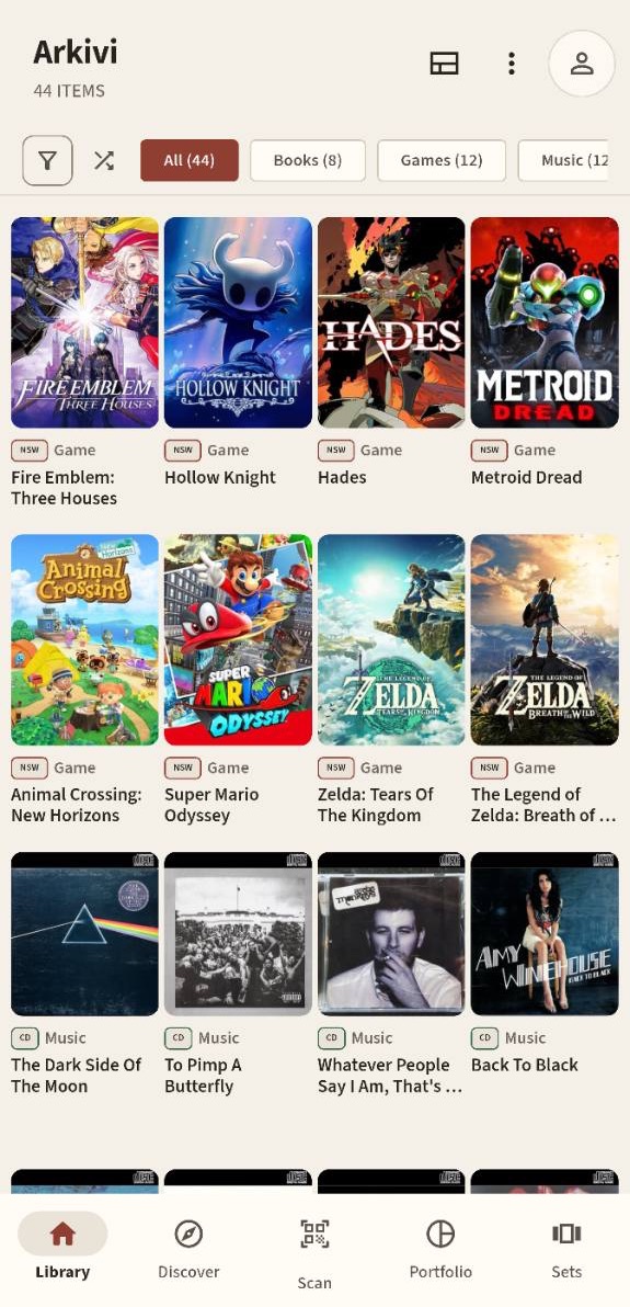 Arkivi Android library combining games and music in one collection