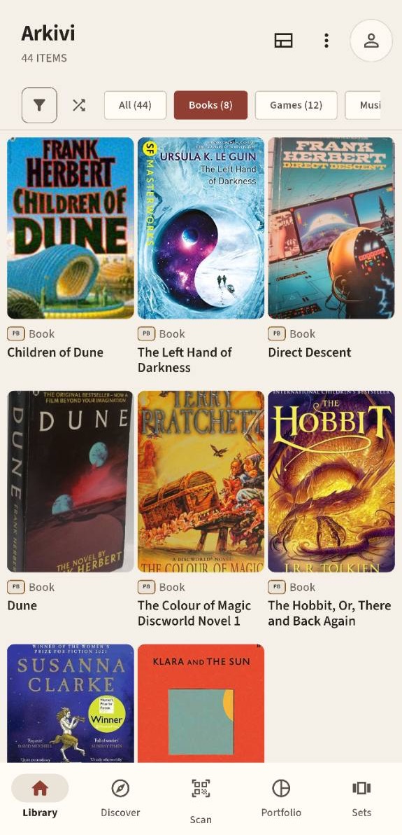 Arkivi Android library filtered to owned books