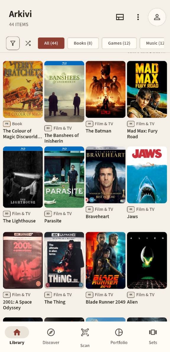 Arkivi Android library combining books and films
